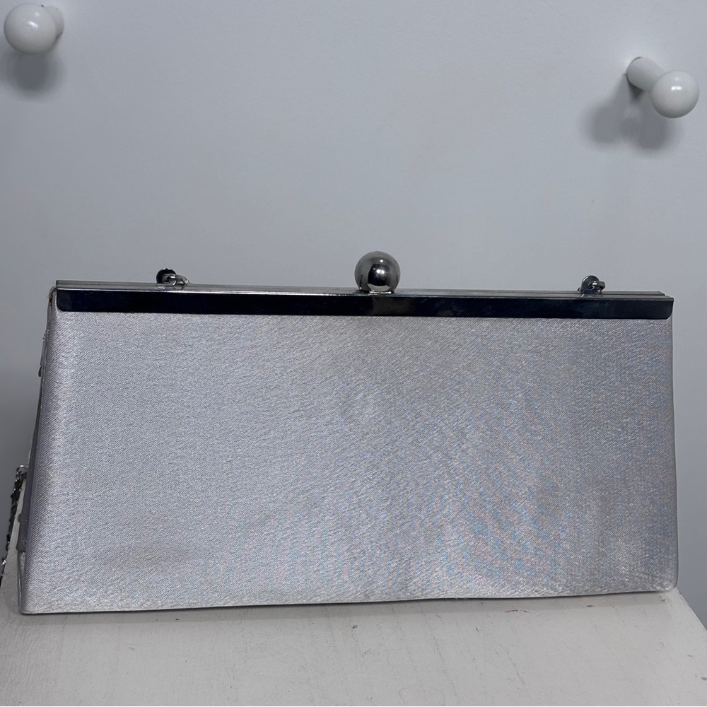 Charming Charlie Metallic Silver Fringe Clutch - Picture 7 of 9